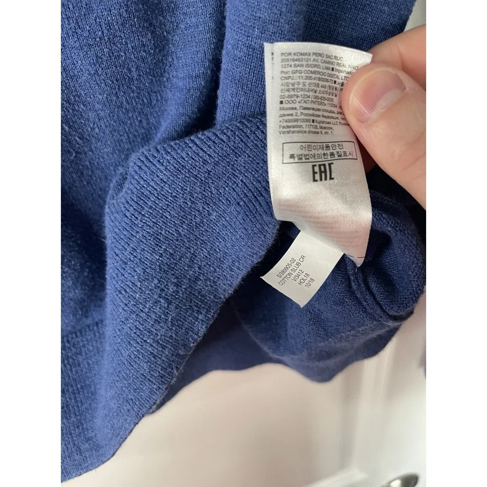 Banana Republic Long Sleeve Crewneck‎ 100% Cotton Slub Sweater Blue Men's Medium